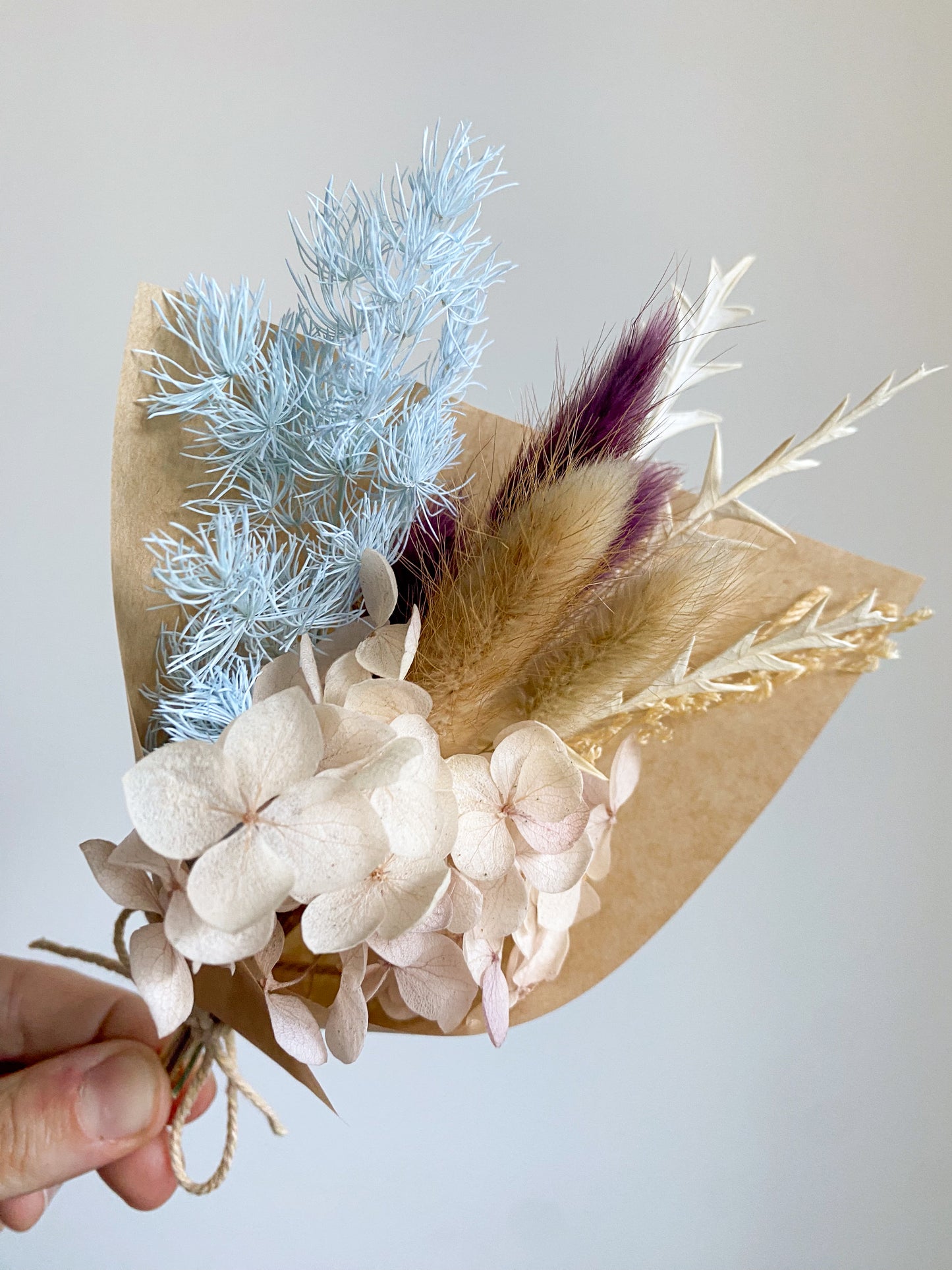 Dried mini posy - cool tones