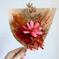 Dried mini posy - red/pink