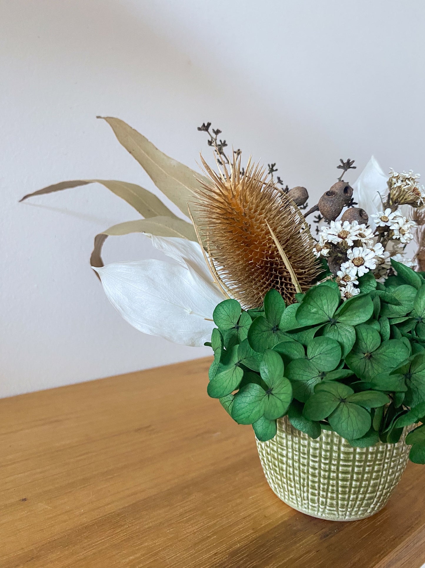 Dried green native pot - small