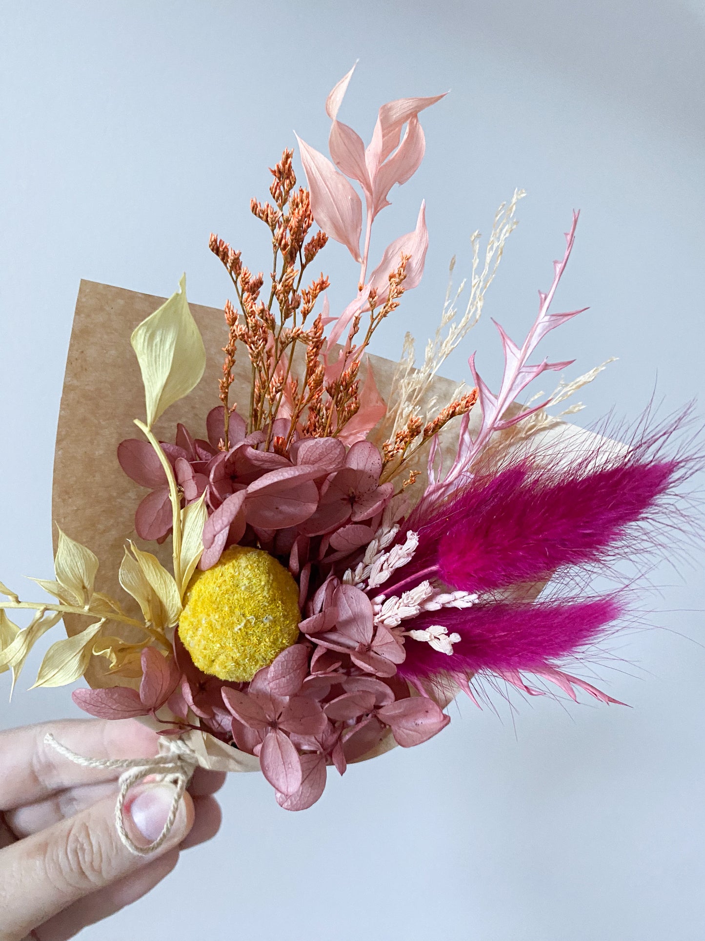 Dried mini posy - warm rainbow