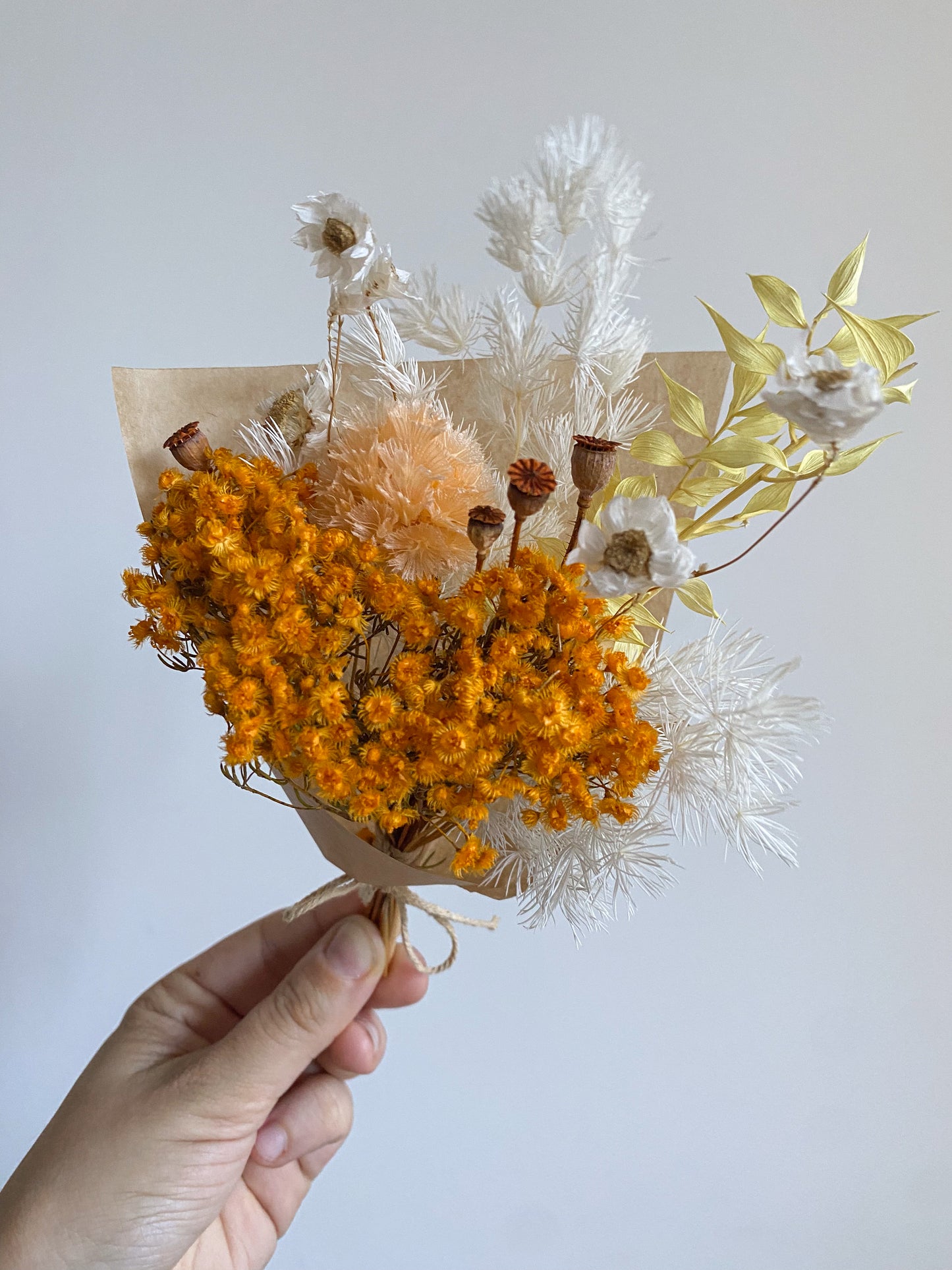 Dried mini posy - orange