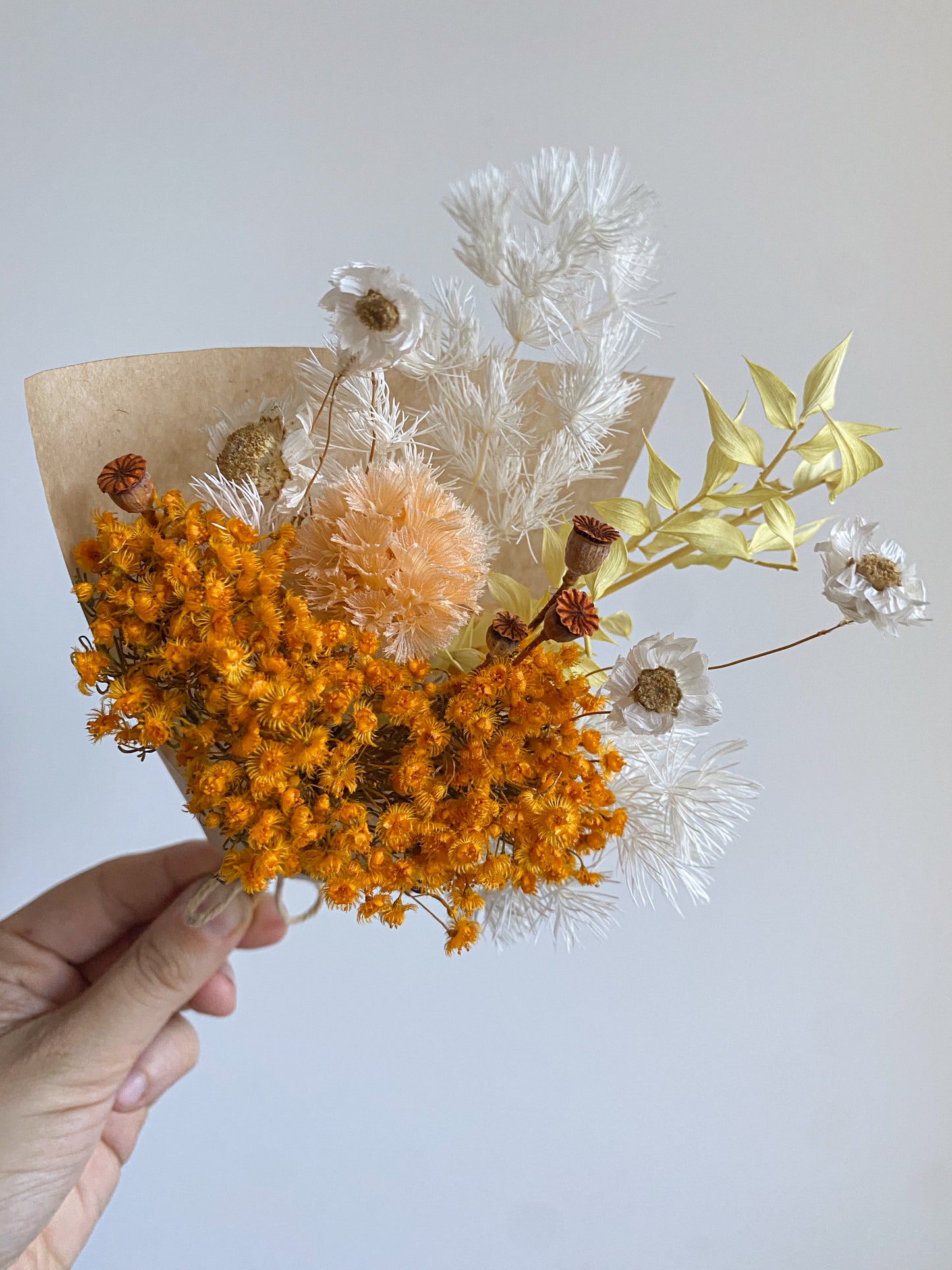 Dried mini posy - orange